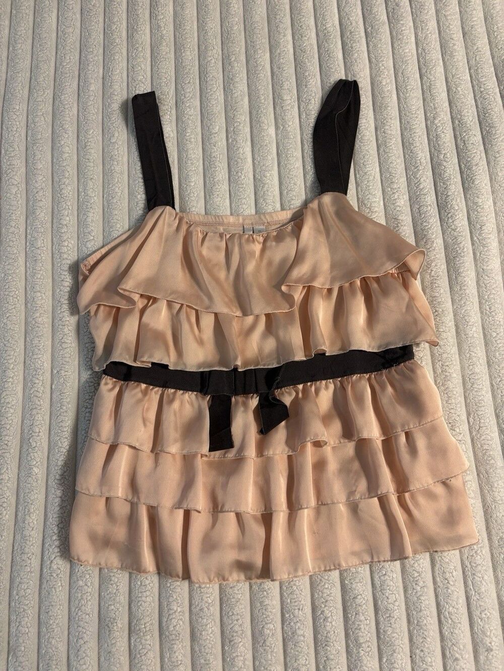 Vintage Y2K Lauren Conrad Tiered Ruffle Tank Top Womens XL Light Blush Pink